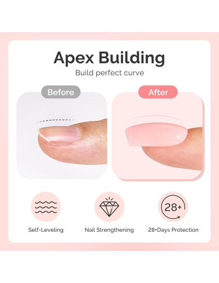 Gel Base Rosa para Uñas MelodySusie 15ml - 2 Piezas