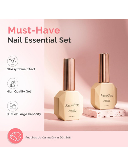 Gel Base Rosa para Uñas MelodySusie 15ml - 2 Piezas