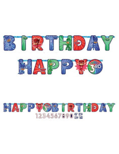 Banderín de Letras Jumbo PJ Masks Personalizable 3.2m