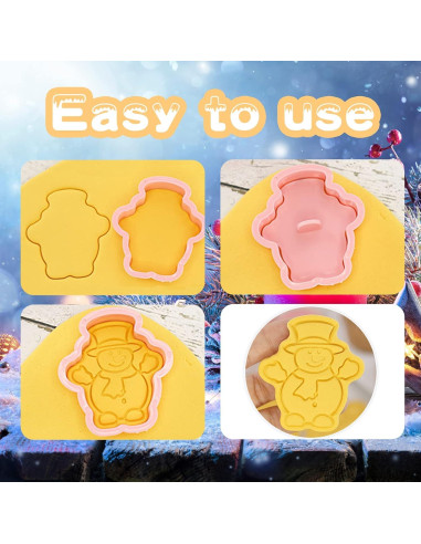 24 Cortadores de Galletas de Navidad YLOLUL 3D Rosa PVC