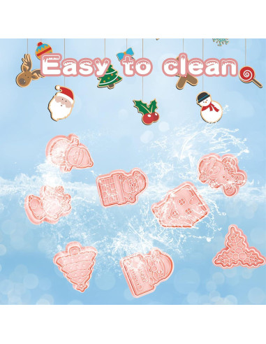 24 Cortadores de Galletas de Navidad YLOLUL 3D Rosa PVC