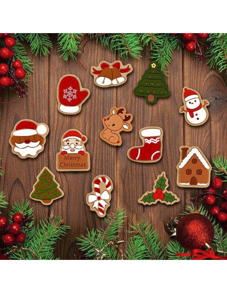 24 Cortadores de Galletas de Navidad YLOLUL 3D Rosa PVC