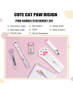 Set de Papelería Kawaii BITOSEE - 9 Piezas en Forma de Pata de Gato 2