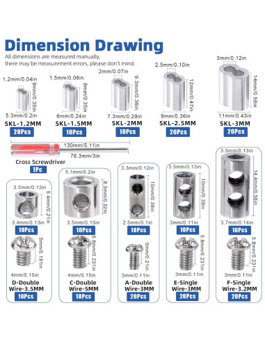 Kit de Abrazaderas y Mangas de Crimpado Glarks 121 Pcs