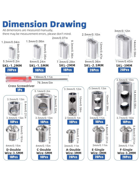 Kit de Abrazaderas y Mangas de Crimpado Glarks 121 Pcs