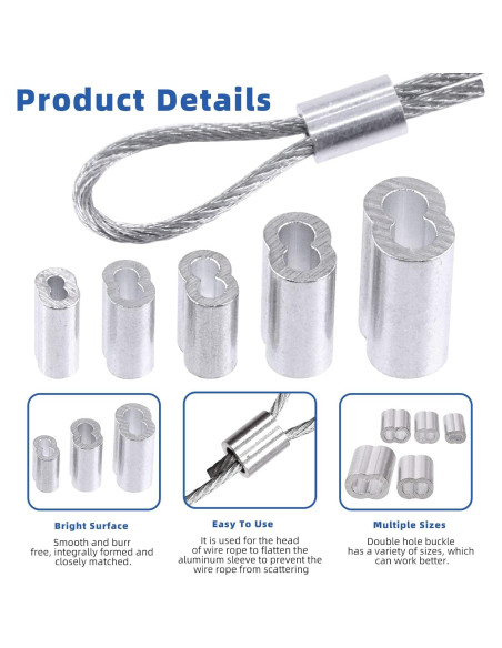 Kit de Abrazaderas y Mangas de Crimpado Glarks 121 Pcs