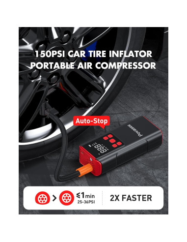 Compresor de Aire Portátil Povasee A8 150 PSI Inalámbrico