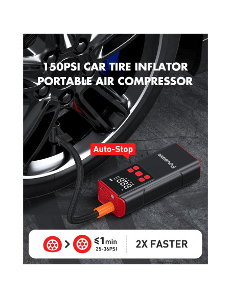 Compresor de Aire Portátil Povasee A8 150 PSI Inalámbrico