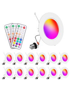 Luces empotradas LED Taptoron 5/6" RGB 13W 1050LM Paquete de 12