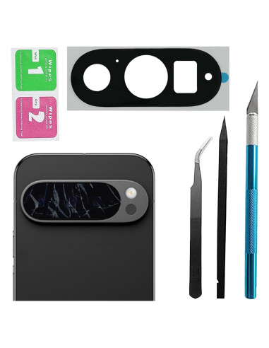 Cristal de Lente de Cámara Trasera Google Pixel 9 Pro con Adhesivo