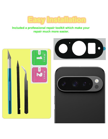 Cristal de Lente de Cámara Trasera Google Pixel 9 Pro con Adhesivo