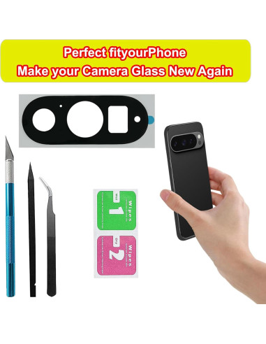 Cristal de Lente de Cámara Trasera Google Pixel 9 Pro con Adhesivo