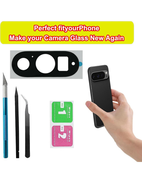 Cristal de Lente de Cámara Trasera Google Pixel 9 Pro con Adhesivo