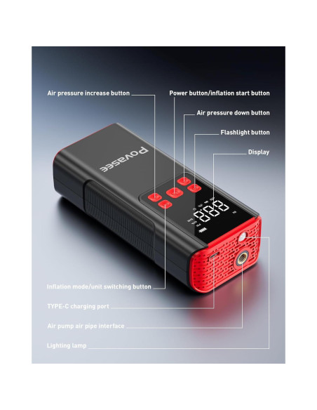 Compresor de Aire Portátil Povasee A8 150 PSI Inalámbrico