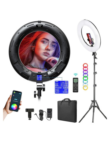Anillo de Luz RGB 18" Weeylite WE-10 con Soporte y Control Remoto