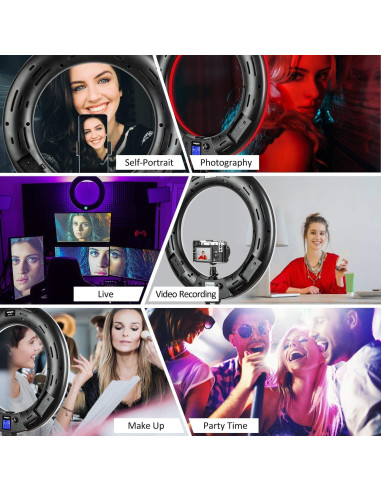 Anillo de Luz RGB 18" Weeylite WE-10 con Soporte y Control Remoto