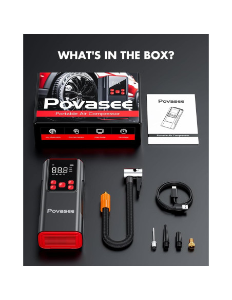 Compresor de Aire Portátil Povasee A8 150 PSI Inalámbrico