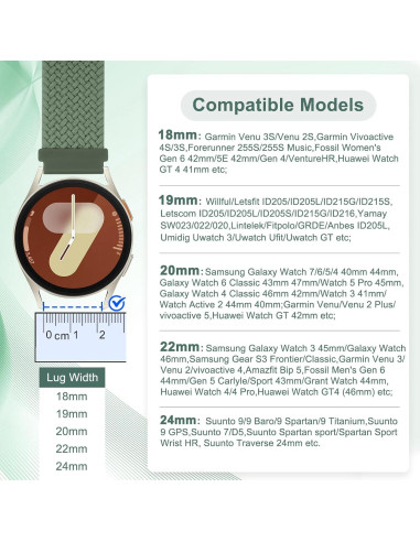 2 Bandas Trenzadas de Liberación Rápida Relting 22mm Nylon