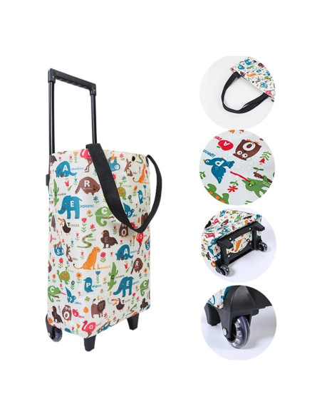 Carrito de Compras Plegable HOSDZOU con Ruedas 20 kg Caricatura