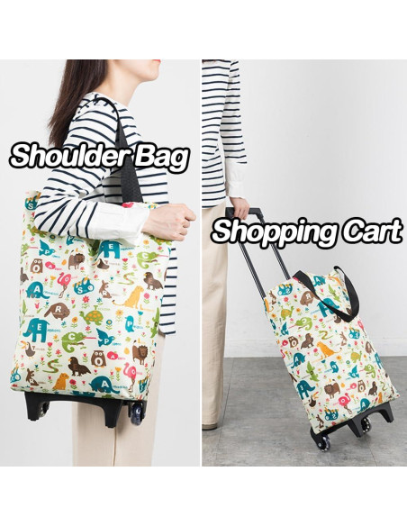 Carrito de Compras Plegable HOSDZOU con Ruedas 20 kg Caricatura