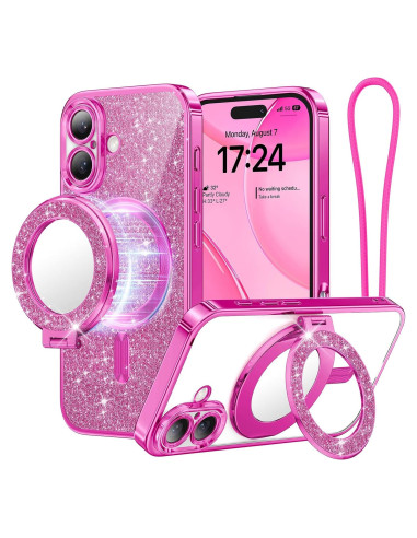 Funda Magnética Meifigno Rosa Brillante para iPhone 16 6.1"