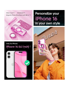 Funda Magnética Meifigno Rosa Brillante para iPhone 16 6.1" 2