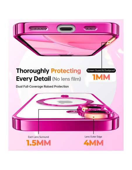 Funda Magnética Meifigno Rosa Brillante para iPhone 16 6.1"