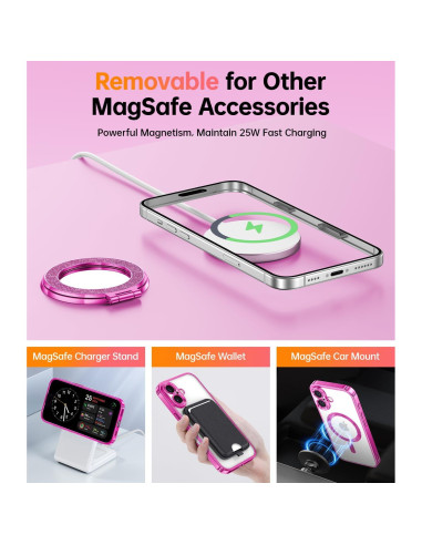 Funda Magnética Meifigno Rosa Brillante para iPhone 16 6.1"