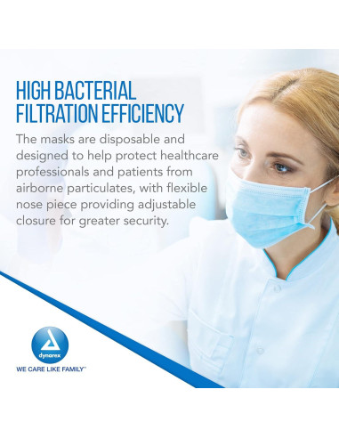 Mascarillas de Procedimiento Dynarex 2201U - 50 Unidades Azul
