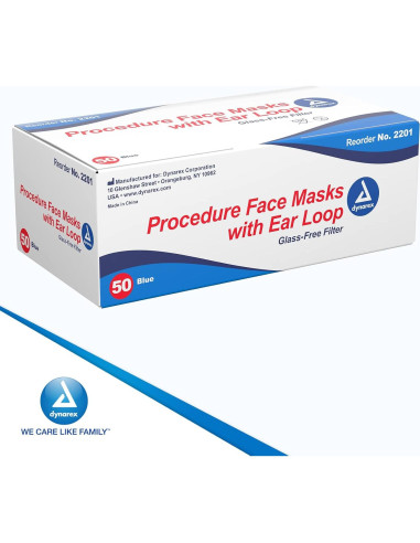 Mascarillas de Procedimiento Dynarex 2201U - 50 Unidades Azul