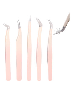 Pinzas para Extensiones de Pestañas Rnodoilkfly Acero Inoxidable