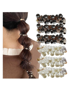 Lazos de Teléfono Trenzados Furimuk - 6 Piezas con Perlas