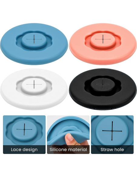4 Tapas de Silicona Reutilizables Howbush para Tazas 9.9 cm