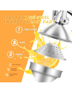 Exprimidor Manual de Cítricos Moongiantgo 0.6L Acero Inoxidable 2