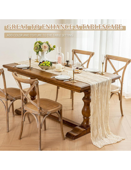 Caminito de Mesa de Gasa Beige HOMEBROS 3 m Decoración
