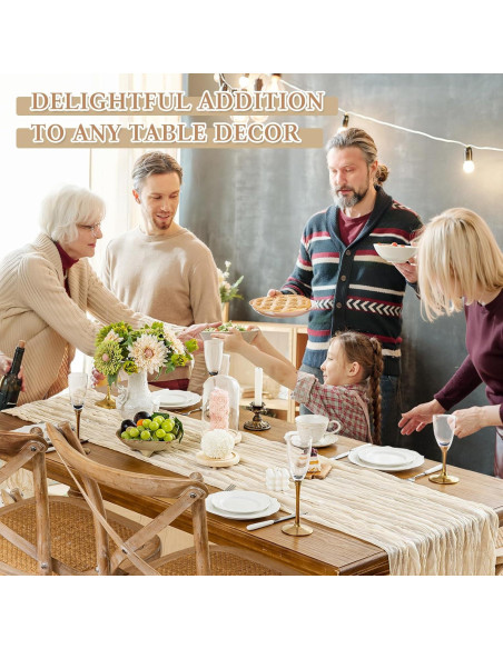 Caminito de Mesa de Gasa Beige HOMEBROS 3 m Decoración