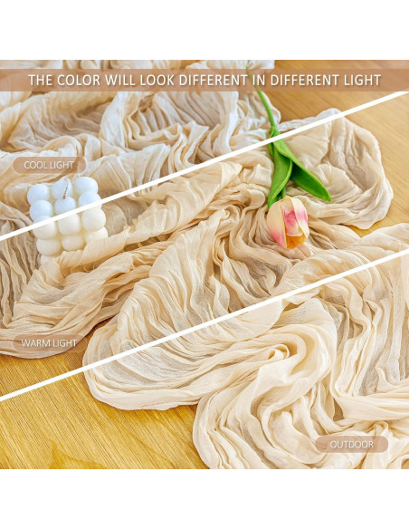 Caminito de Mesa de Gasa Beige HOMEBROS 3 m Decoración