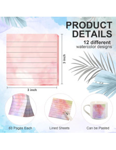 720 Notas Adhesivas Acuareladas Sabary 7.6x7.6cm Multicolor 2