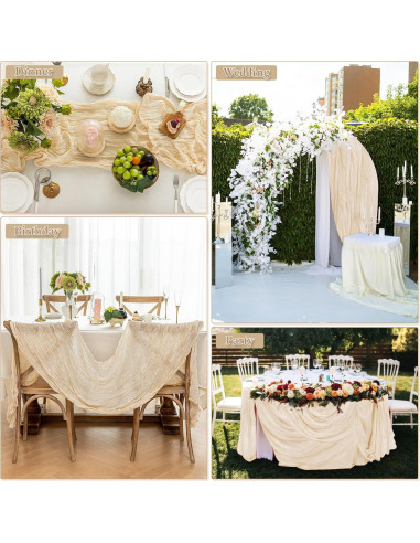 Caminito de Mesa de Gasa Beige HOMEBROS 3 m Decoración