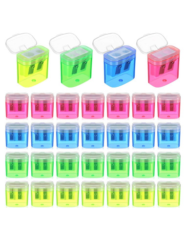 500 Sacapuntas Manuales Lincia Doble Orificio Colores