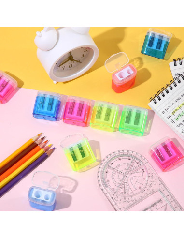 500 Sacapuntas Manuales Lincia Doble Orificio Colores