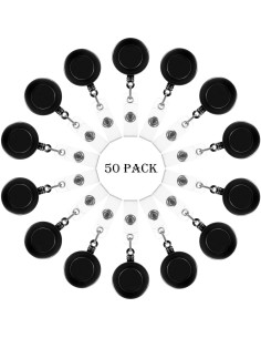 50 Portatarjetas Retráctiles Zonon con Clip Giratorio Negro 2