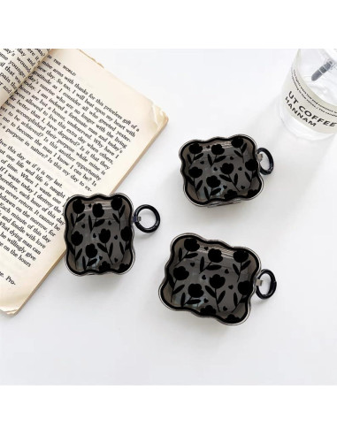 Funda Protectora Silicona Kawaii para AirPods Pro 2 - Flor Negra