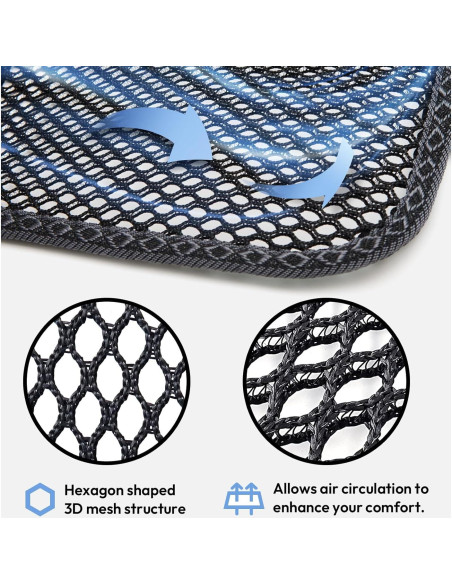 Cojín de Asiento Carrotez 3D Air Mesh Negro 50.8x38.1 cm