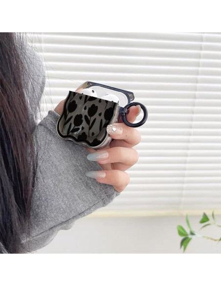 Funda Protectora Silicona Kawaii para AirPods Pro 2 - Flor Negra