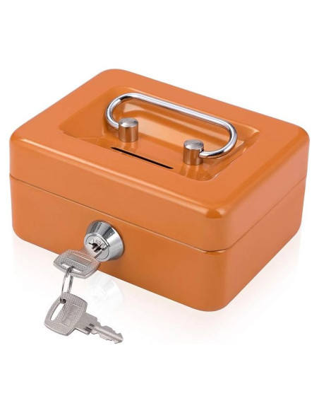 Mini Caja de Dinero Goehiaul Naranja 12.4x9.4x6.1cm con Llave