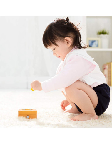 Mini Caja de Dinero Goehiaul Naranja 12.4x9.4x6.1cm con Llave