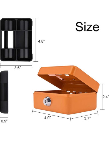 Mini Caja de Dinero Goehiaul Naranja 12.4x9.4x6.1cm con Llave