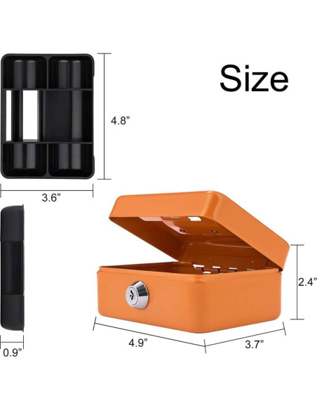 Mini Caja de Dinero Goehiaul Naranja 12.4x9.4x6.1cm con Llave