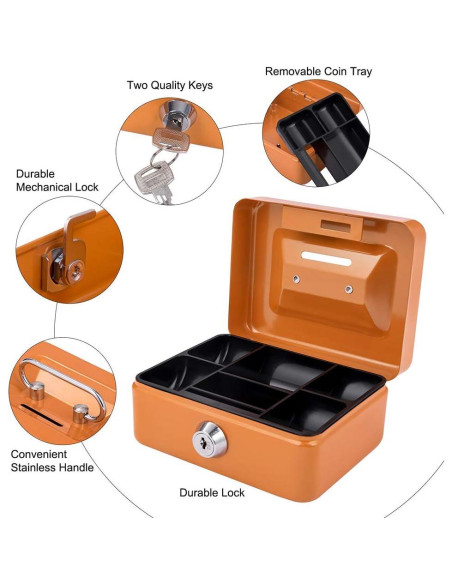Mini Caja de Dinero Goehiaul Naranja 12.4x9.4x6.1cm con Llave